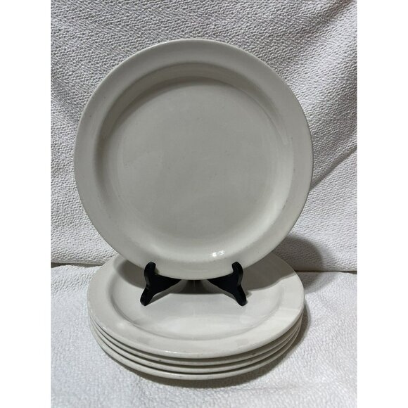 Syscoware Dinner Plates 10 In Set 5 Solid White Restaurantware Vintage - Picture 1 of 7